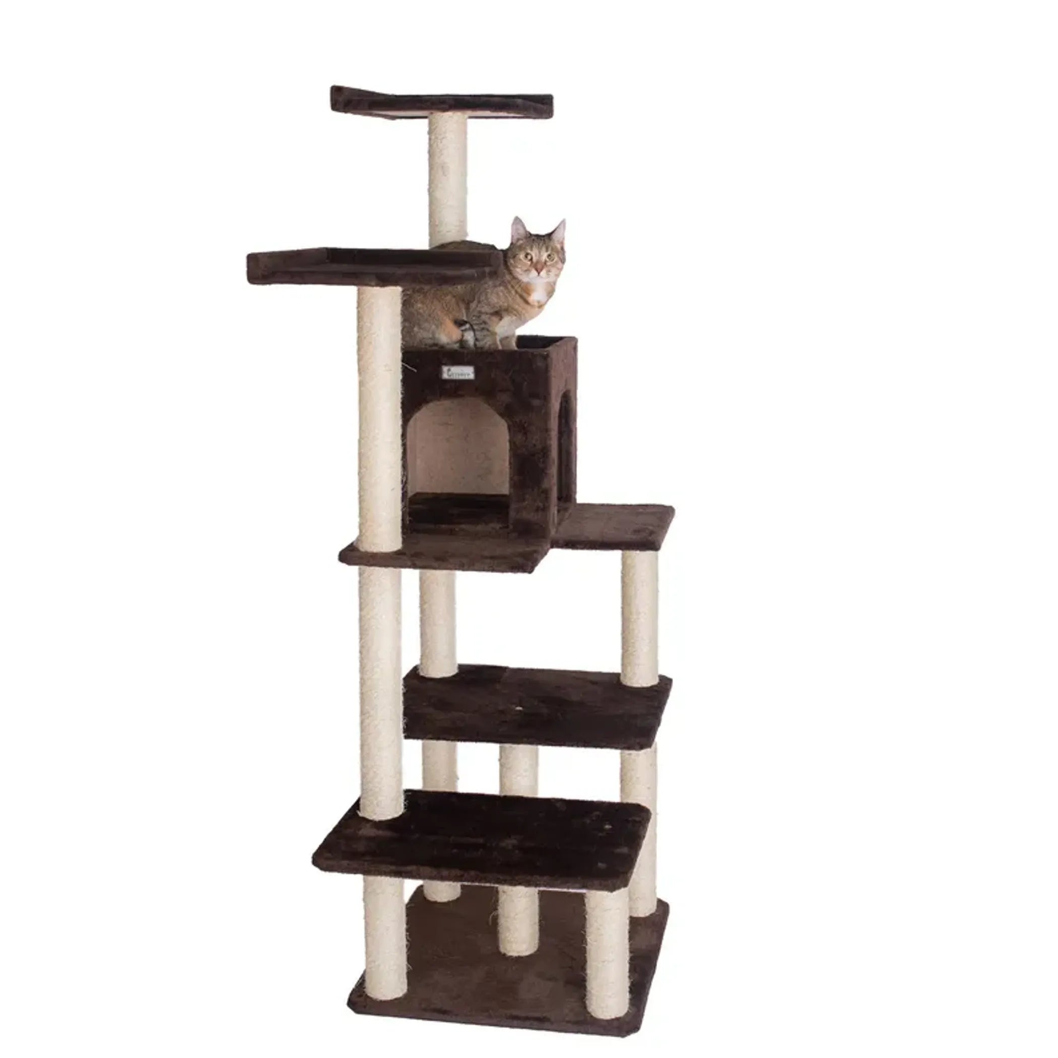 GleePet 66-Inch Cat Tree Real Wood Cat Climber W 4 Levels
