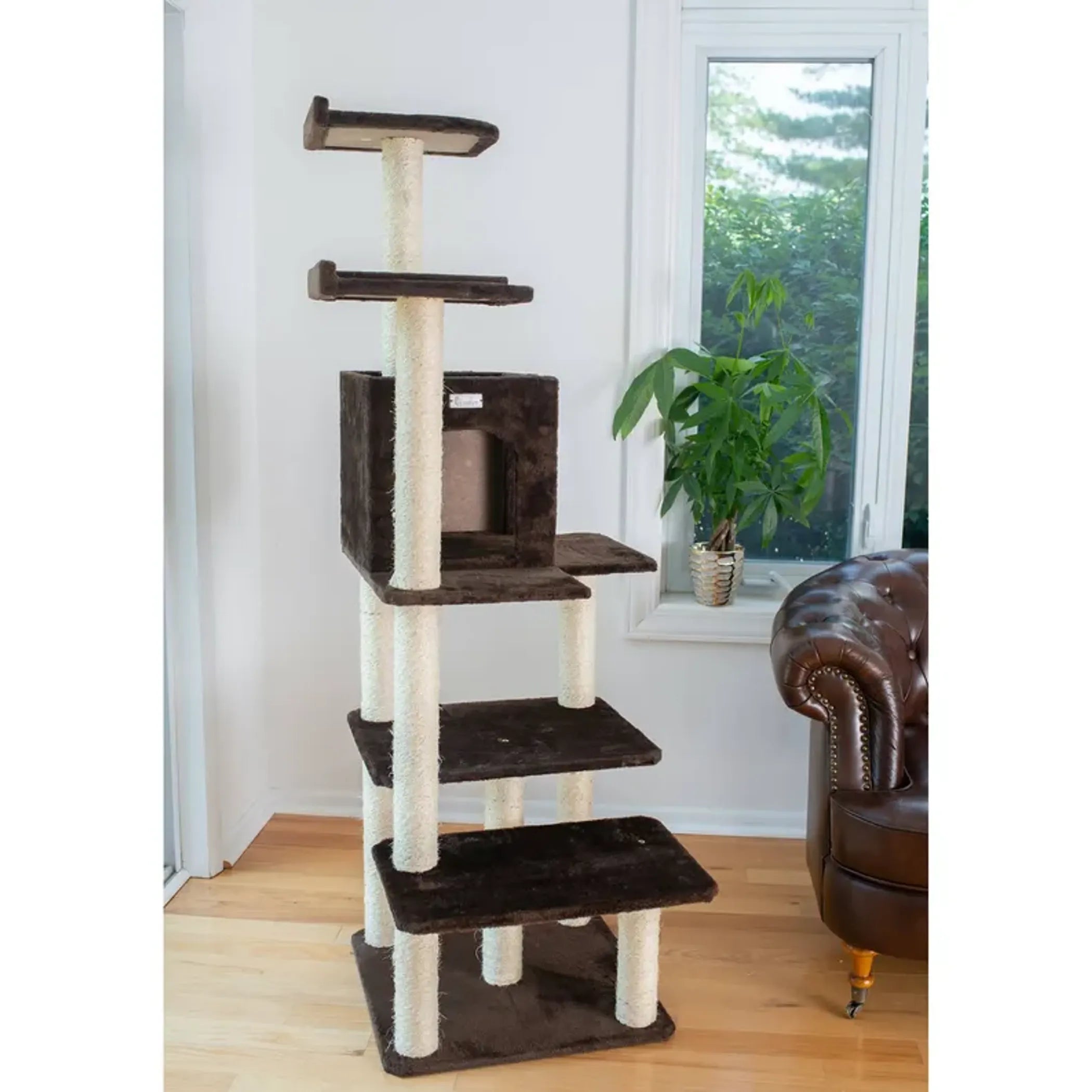 GleePet 66-Inch Cat Tree Real Wood Cat Climber W 4 Levels